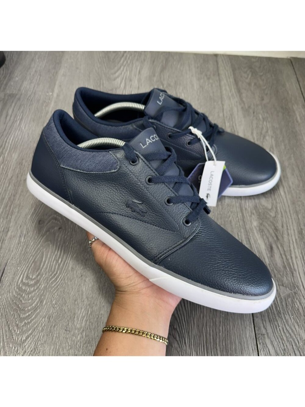 Lacoste Minzah 319 1 P CMA Mens Blue Leather Lifestyle Sneakers Shoes Sz 11.5